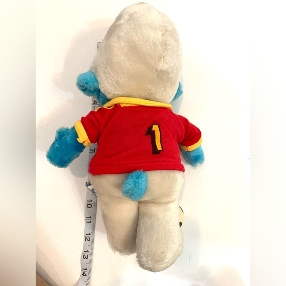 1982 Vintage SMURF Soccer Player Plush Toy SMURFEROOS Peyo Wallace Berrie - Picture 3 of 6